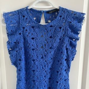 Blue lace midi dress